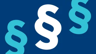 Kolme lakipykälää sinisellä pohjalla.