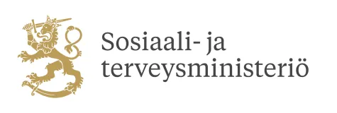 Sosiaali- ja terveysministeriön logo.