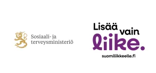 Sosiaali- ja terveysministeriön sekä Lisää liike -logot. 