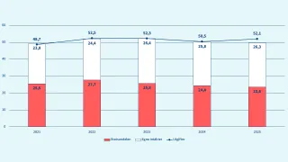 År 2025 var statsandelen 23,6 miljoner euro, egna intäkter 26,3 miljoner euro och utgifter 52,1 miljoner euro.