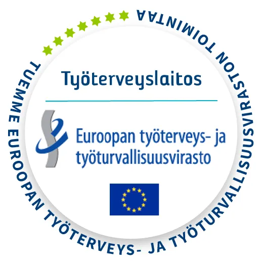 EU-OSHAn ja Työterveyslaitoksen yhteislogo. 
