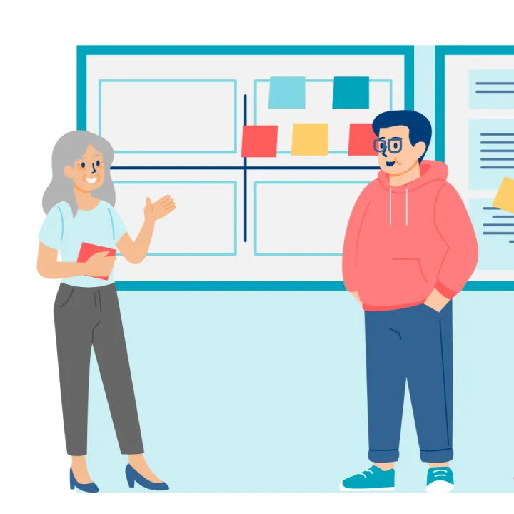 Kuvituskuva opettajista yhteisen työskentelyn äärellä.